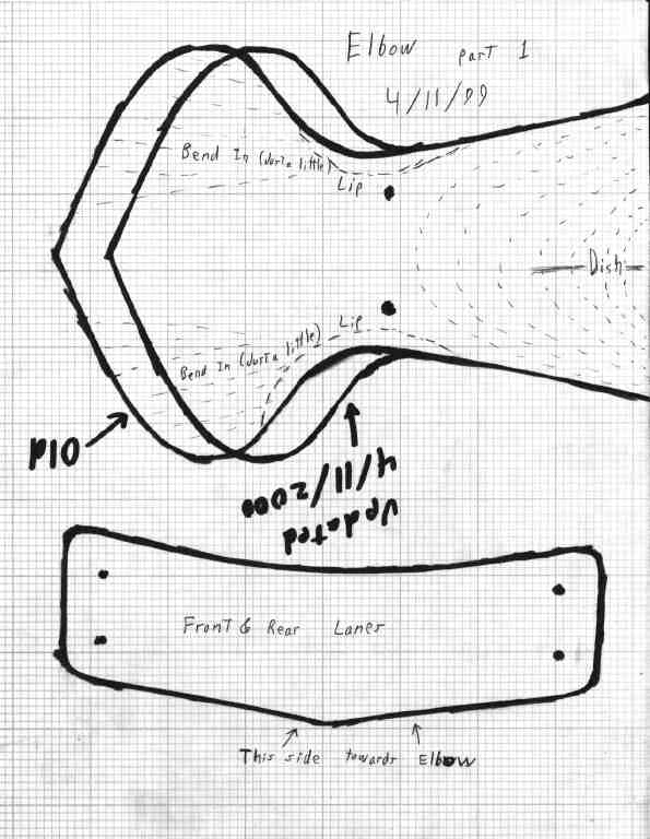 Early elbow cop pattern drawn on graph paper.