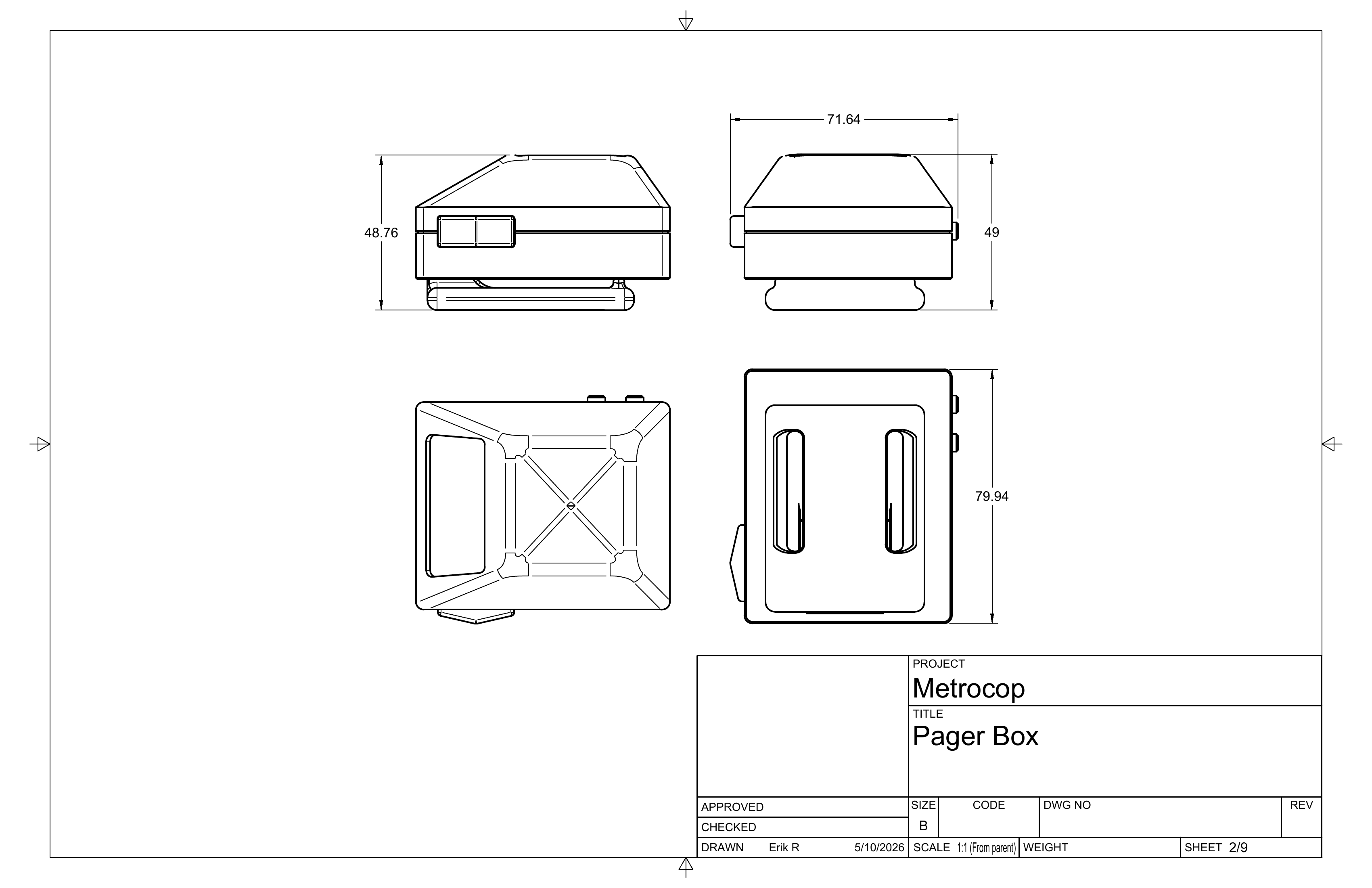 Pager box drawing sheet 2 of 9.