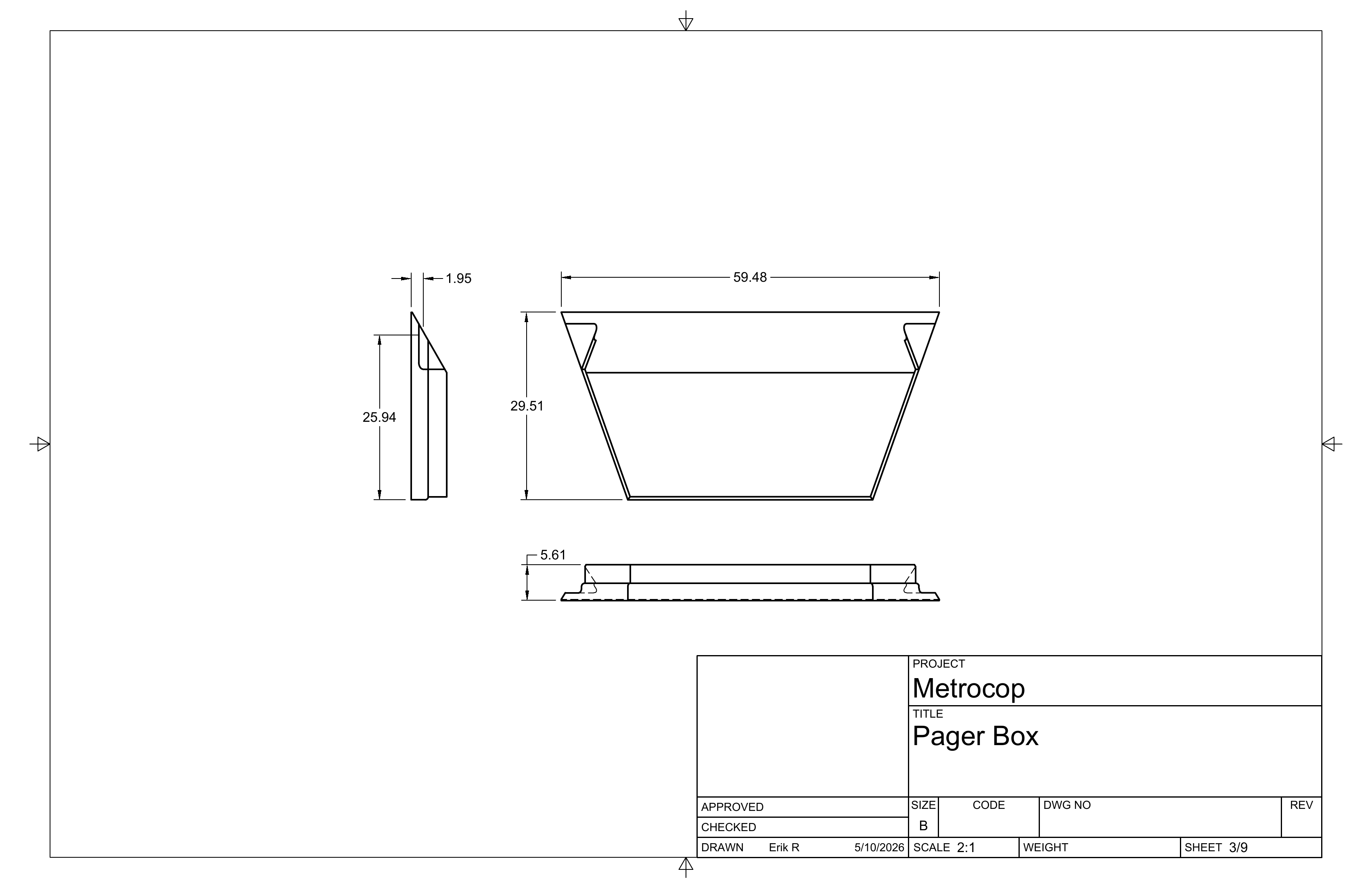 Pager box drawing sheet 3 of 9.