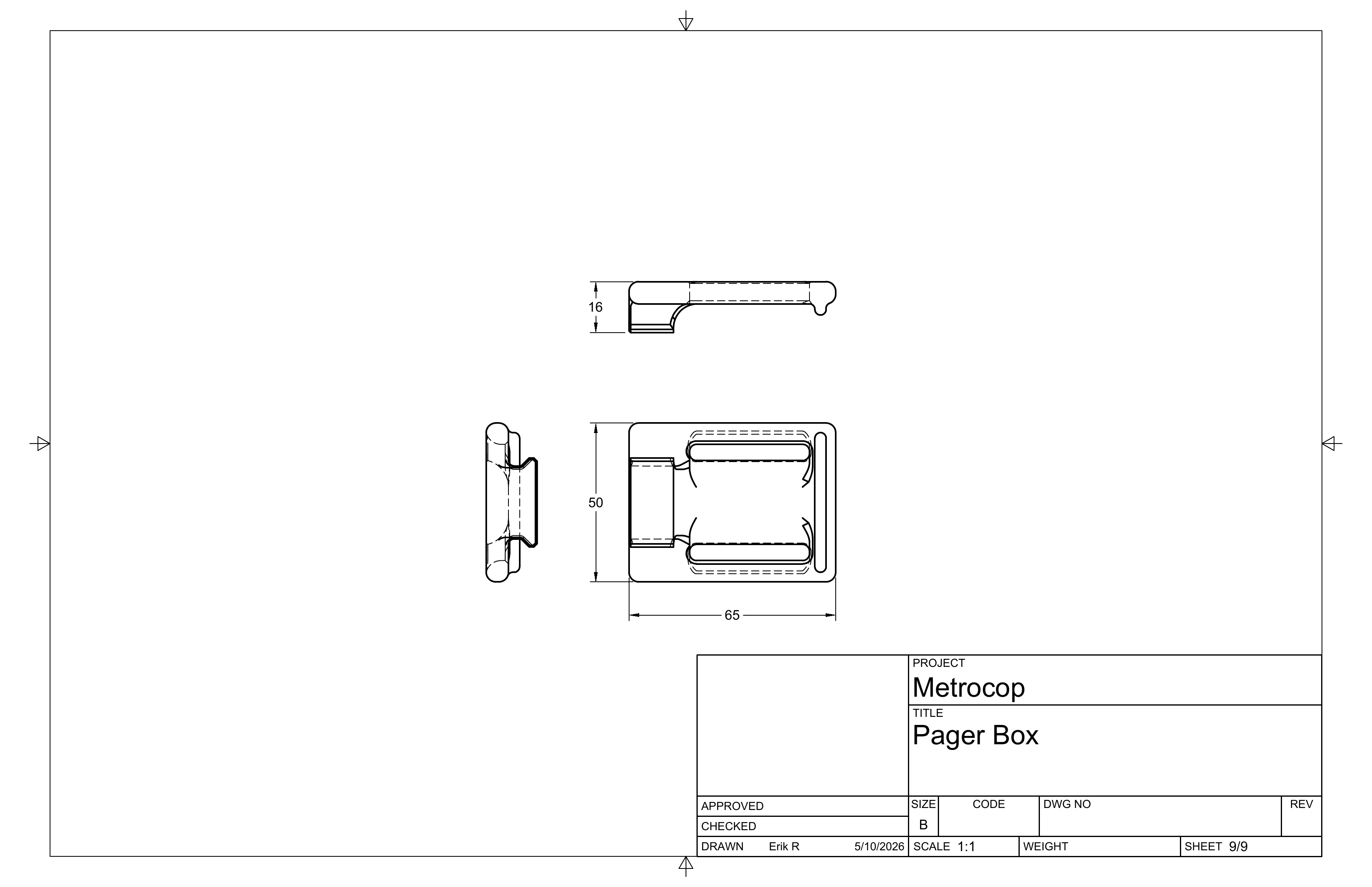 Pager box drawing sheet 9 of 9.