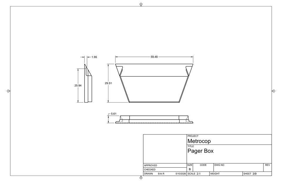 Pager box drawing sheet 3 of 9.