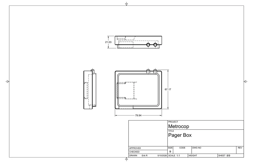 Pager box drawing sheet 8 of 9.