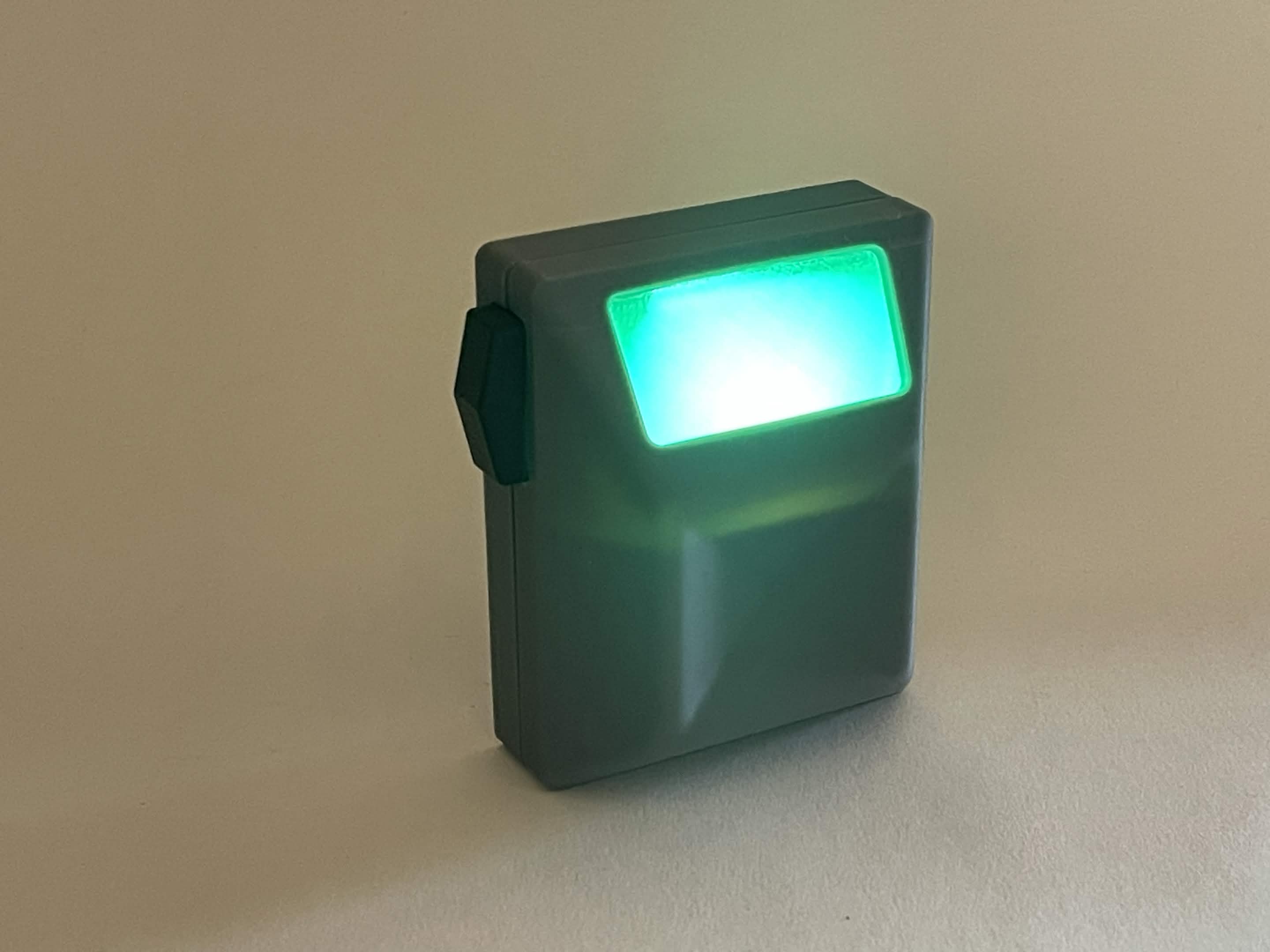 Lit pager belt box prototype for the Metrocop build.