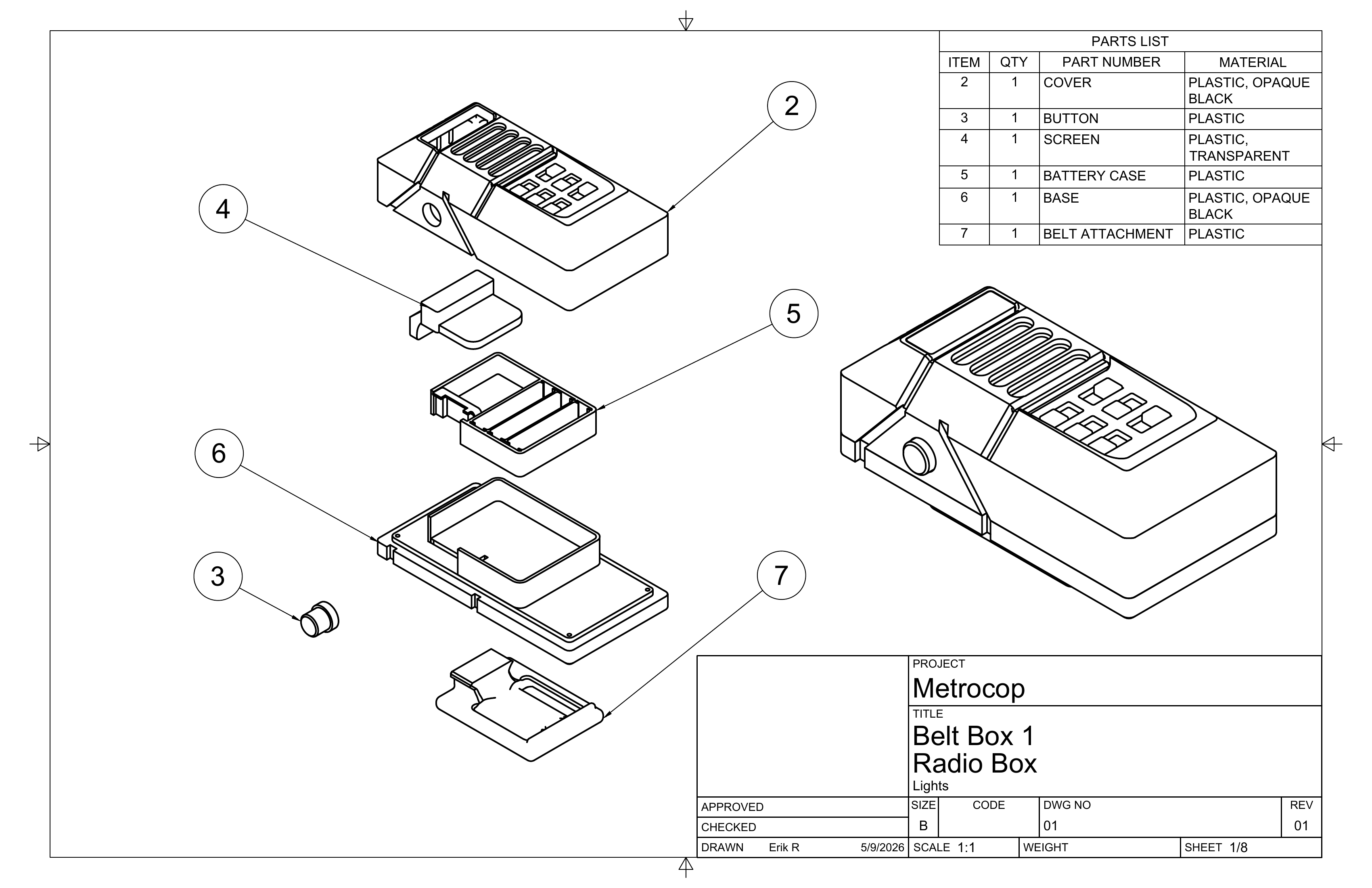 Radio box drawing sheet 1 of 8.