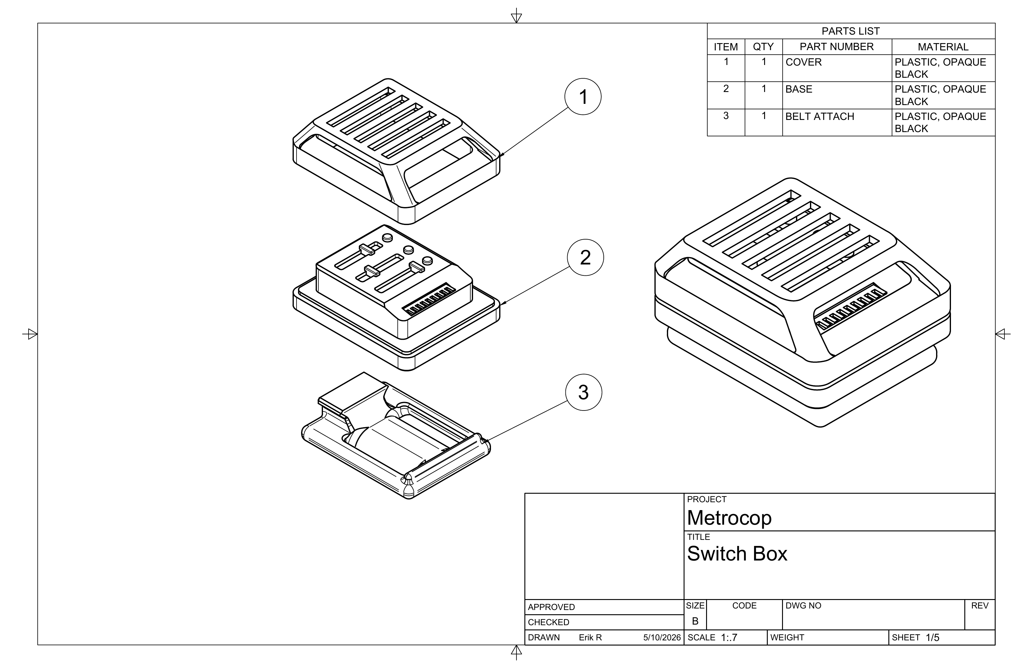 Switch box drawing sheet 1 of 5.