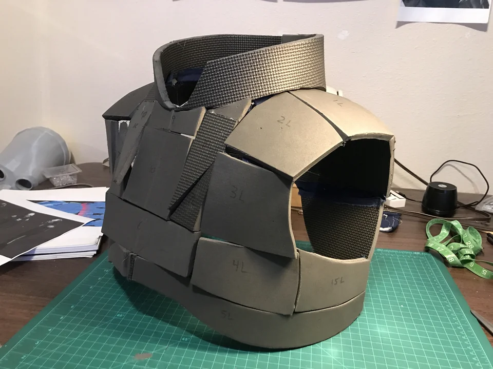 A collar, a test fit, and upholstery foam — original build image 2