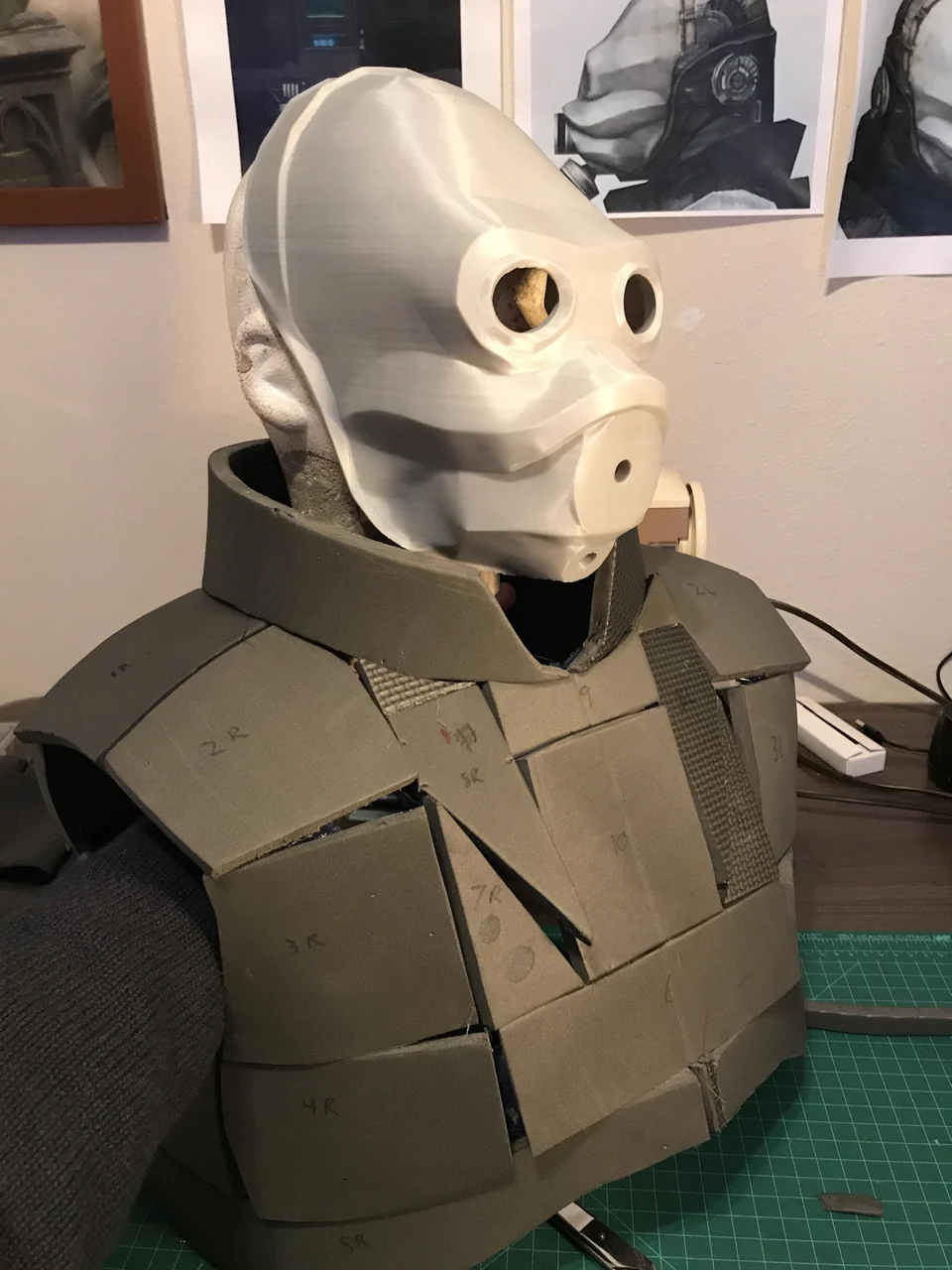 A collar, a test fit, and upholstery foam — original build image 3