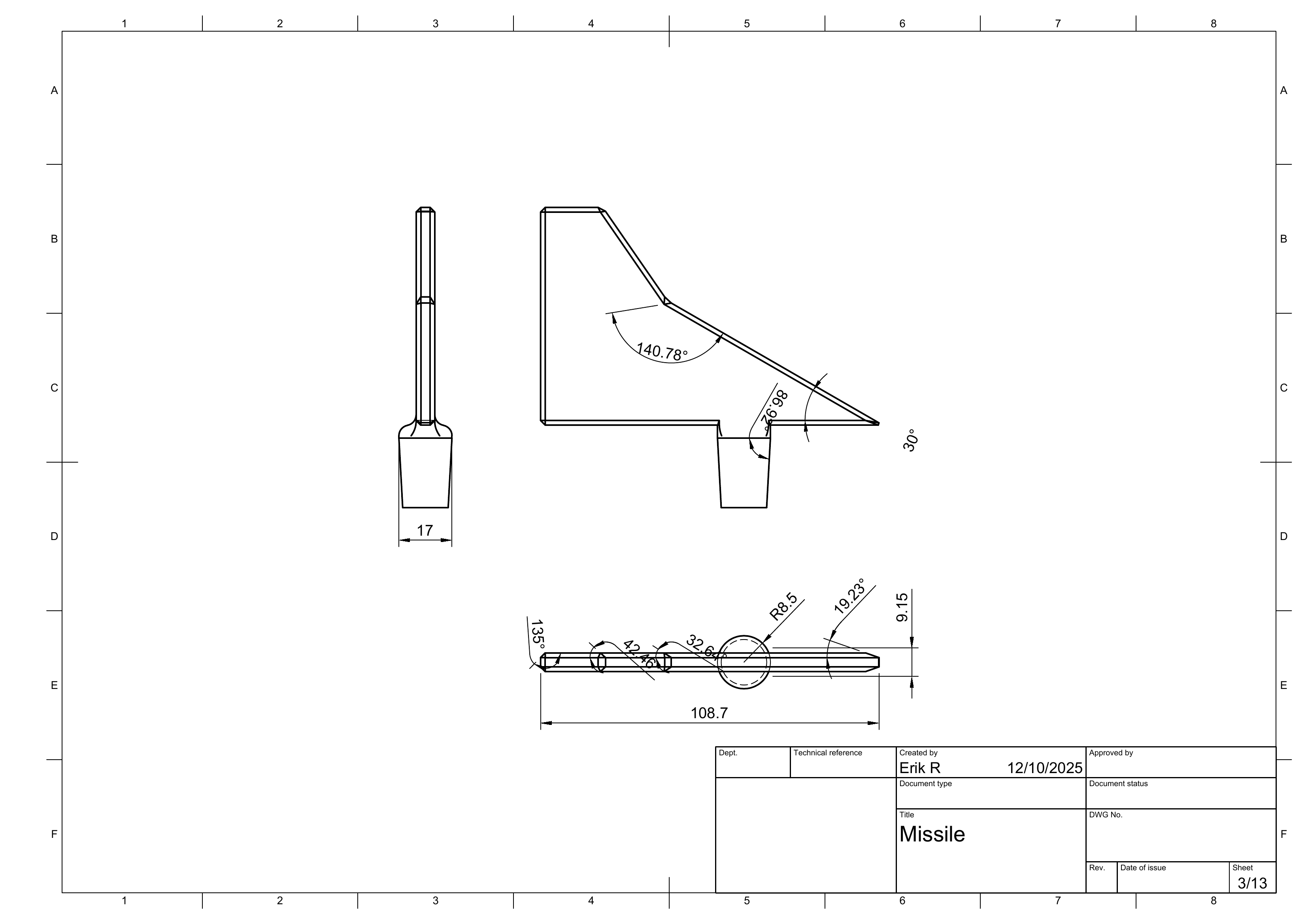 Missile drawing sheet 3 of 13.