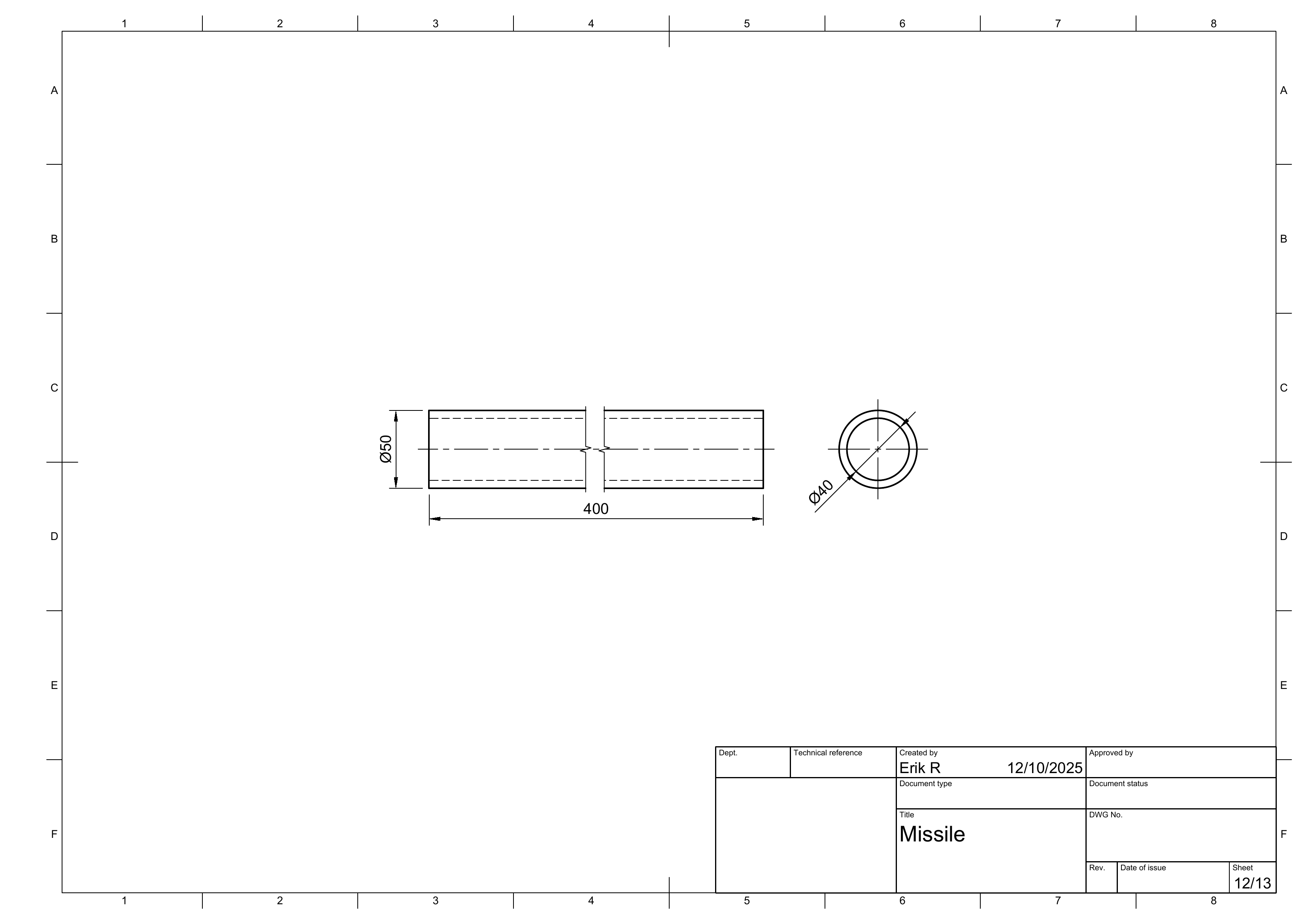 Missile drawing sheet 12 of 13.