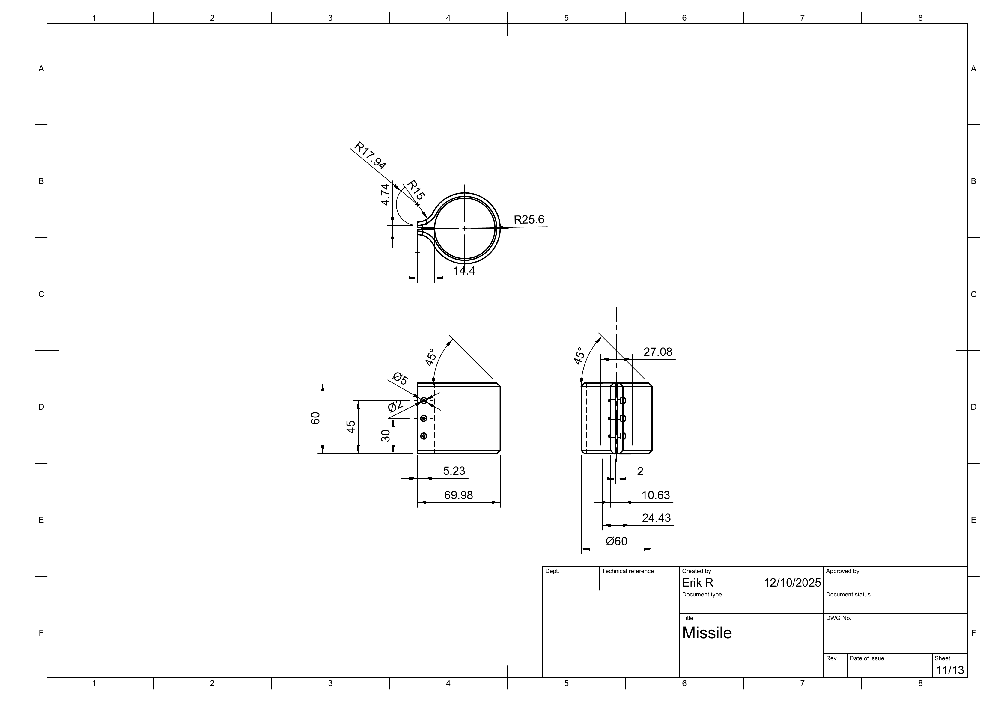 Missile drawing sheet 11 of 13.
