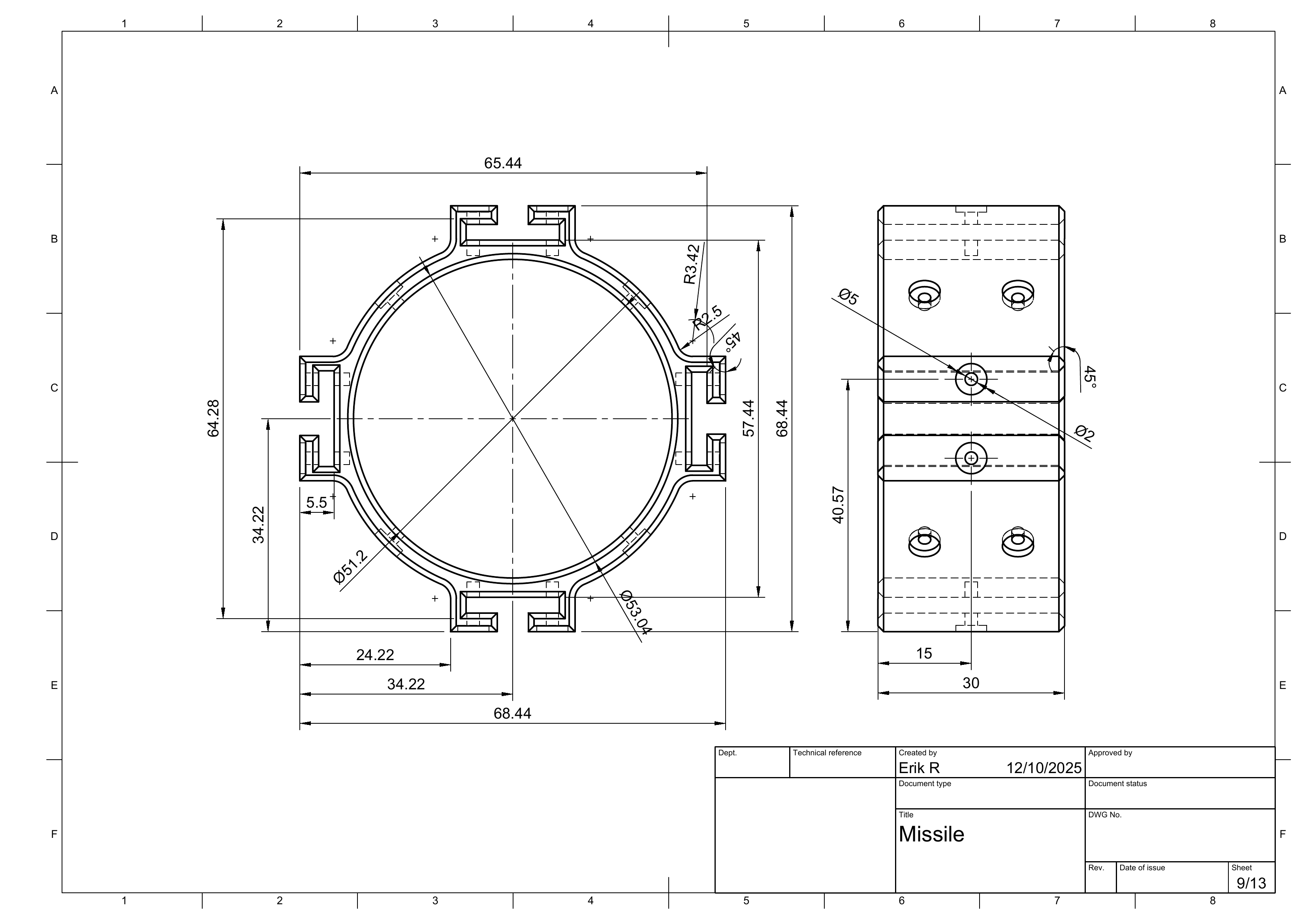 Missile drawing sheet 9 of 13.