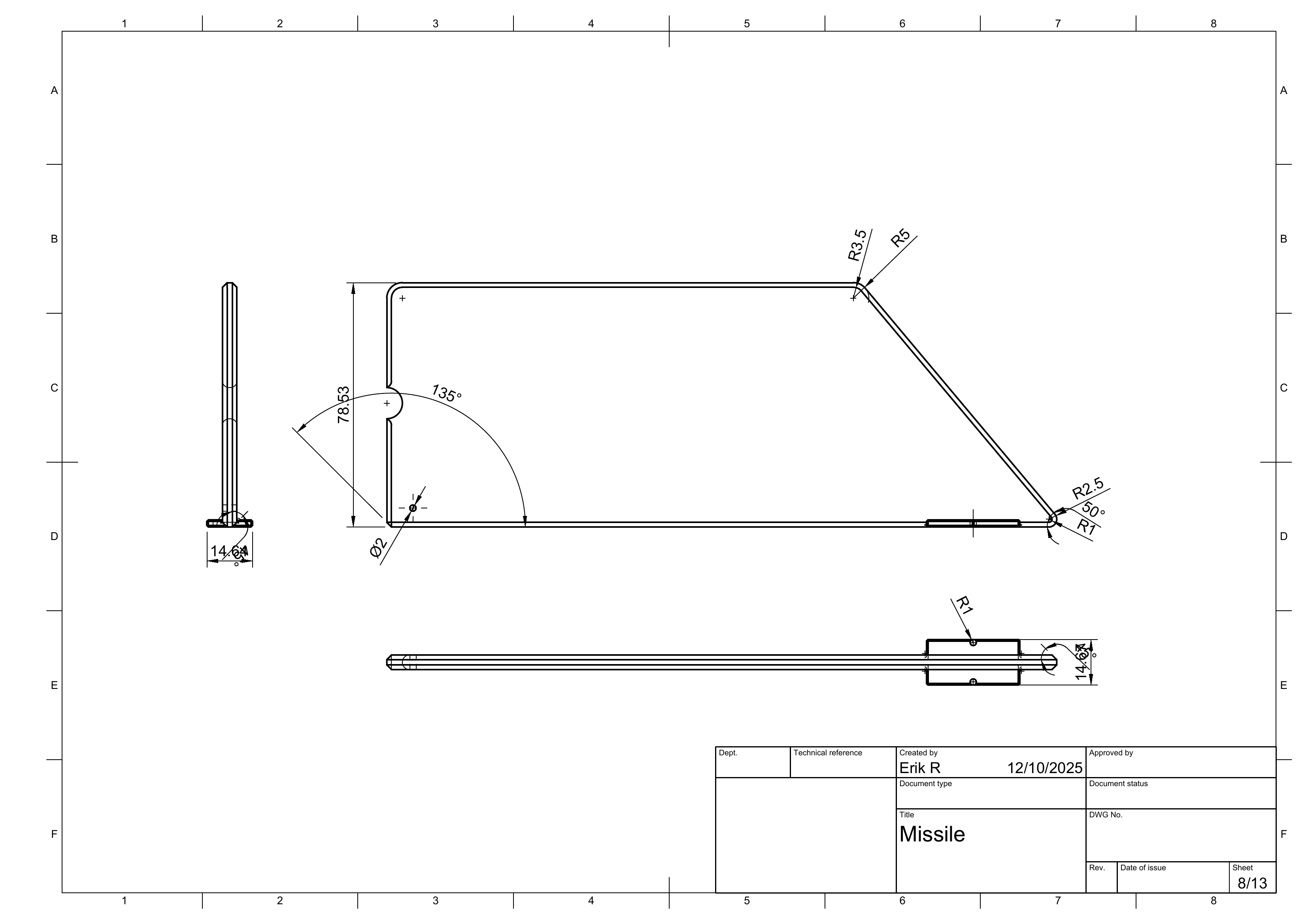Missile drawing sheet 8 of 13.