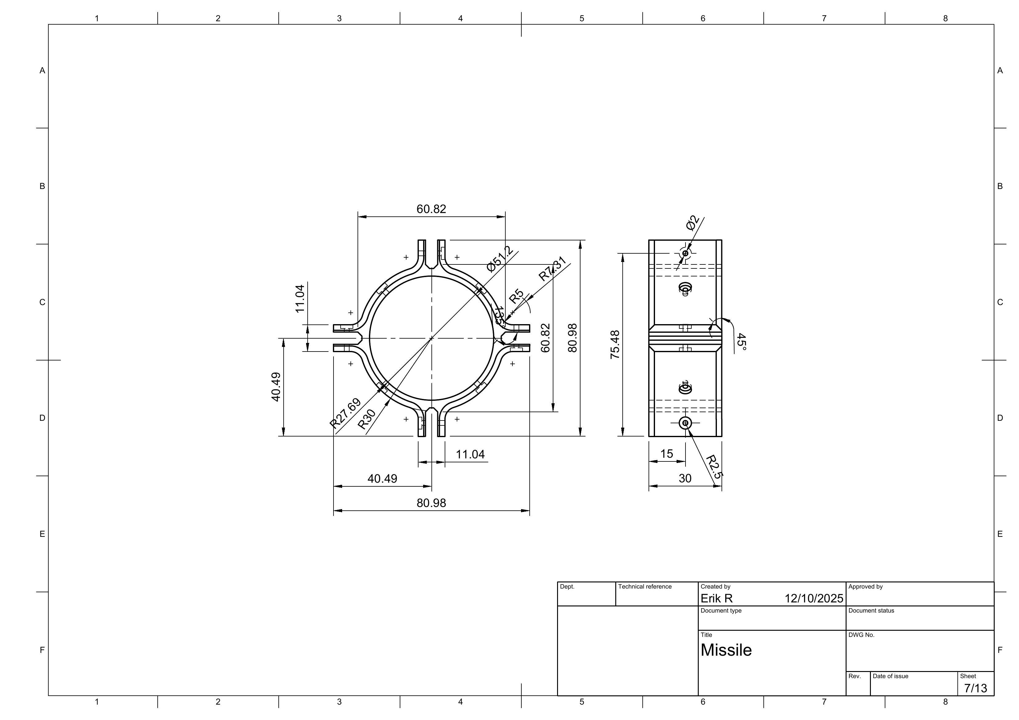 Missile drawing sheet 7 of 13.