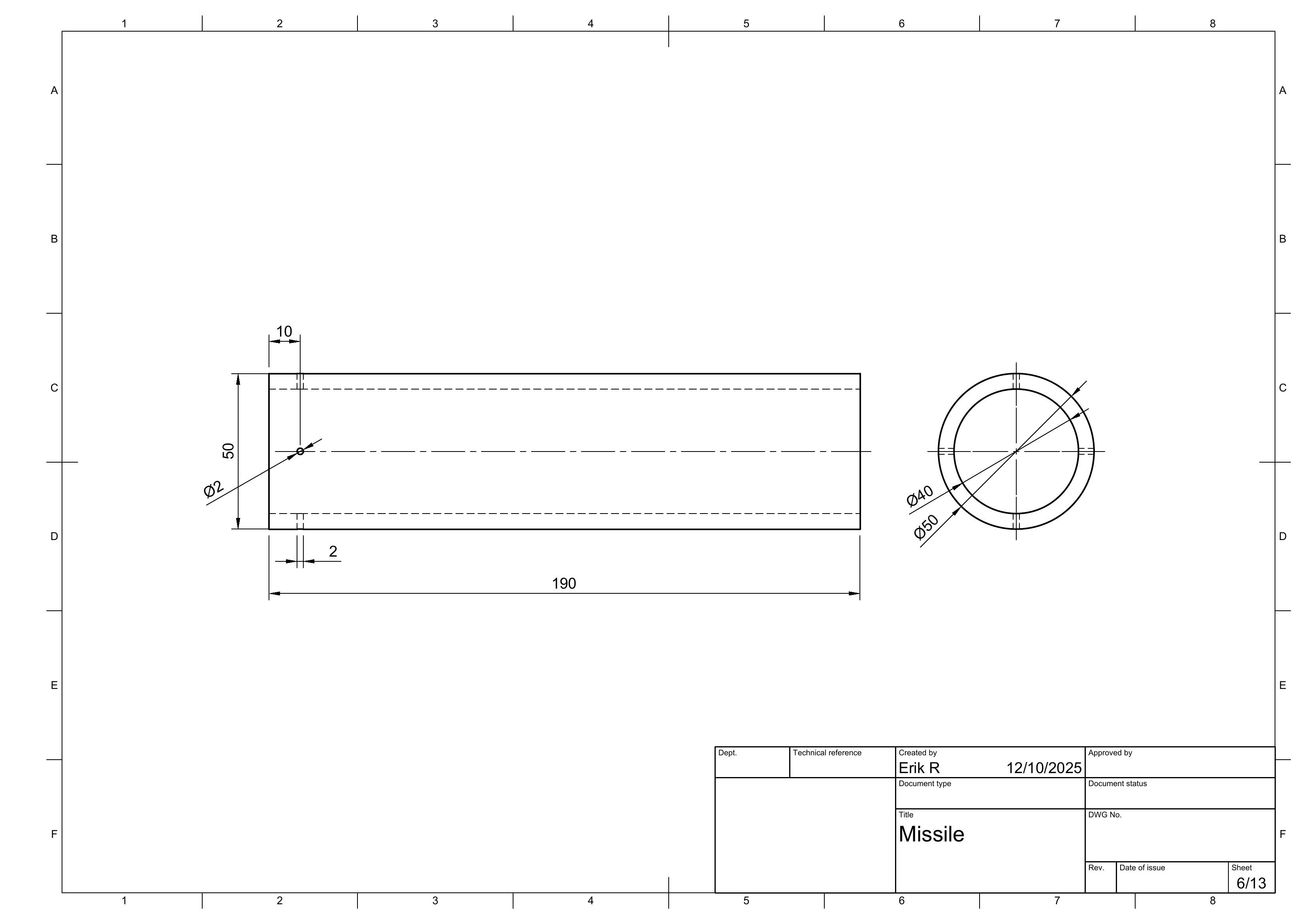 Missile drawing sheet 6 of 13.