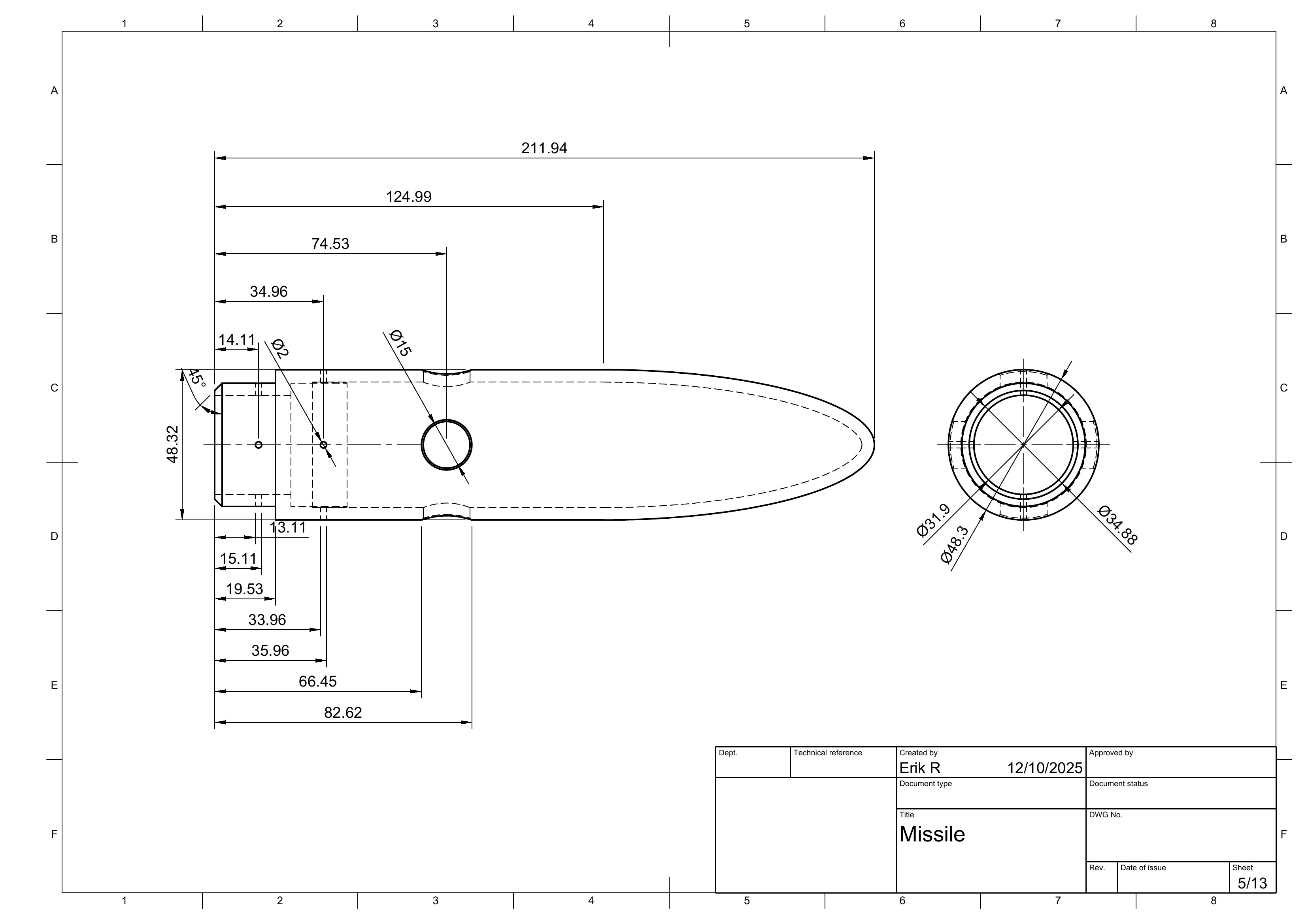 Missile drawing sheet 5 of 13.