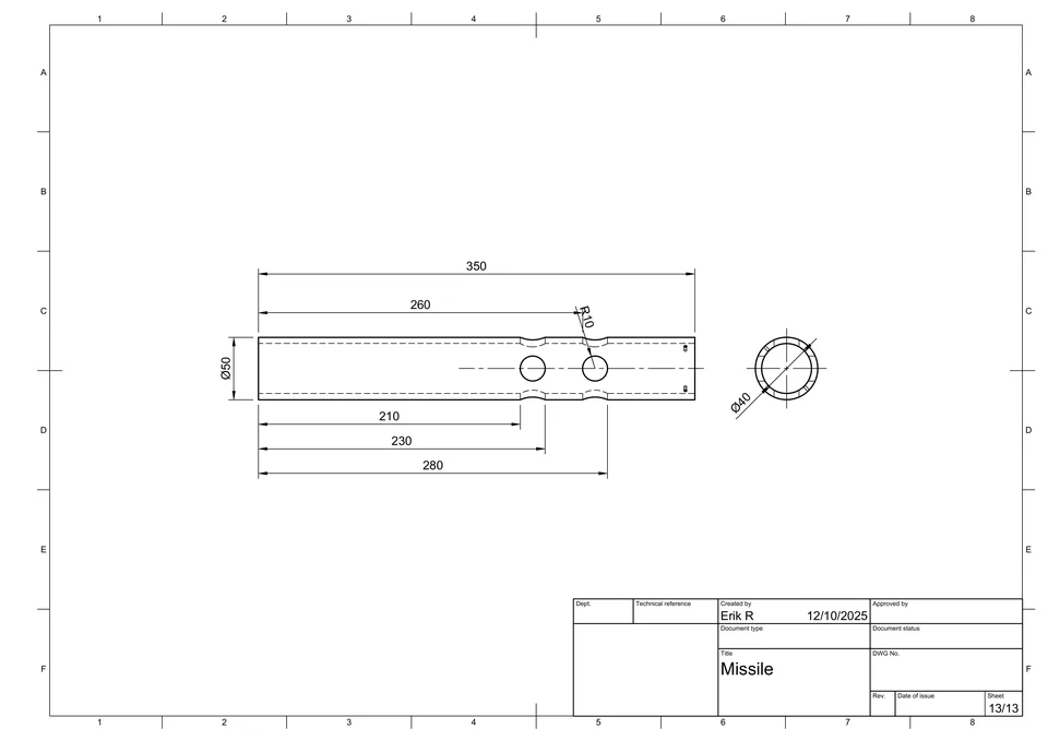First sheet of the missile drawing set showing the assembly.