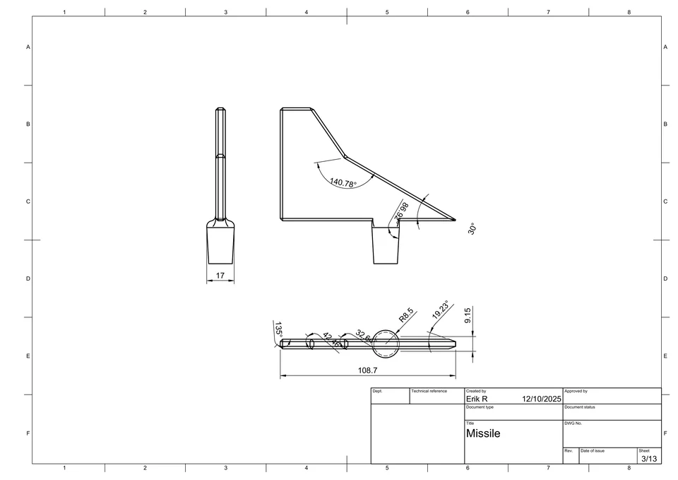 Missile drawing sheet 3 of 13.