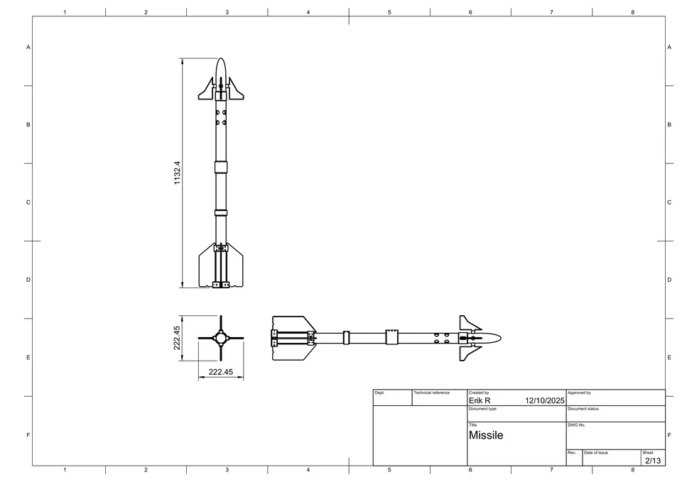 Missile drawing sheet 2 of 13.