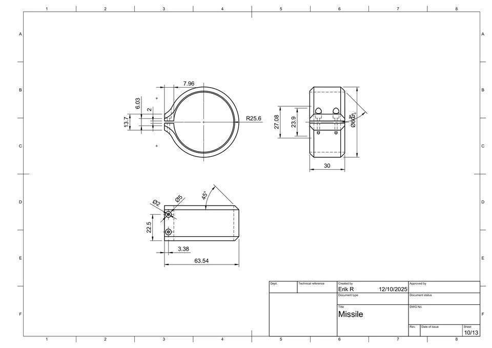 Missile drawing sheet 10 of 13.
