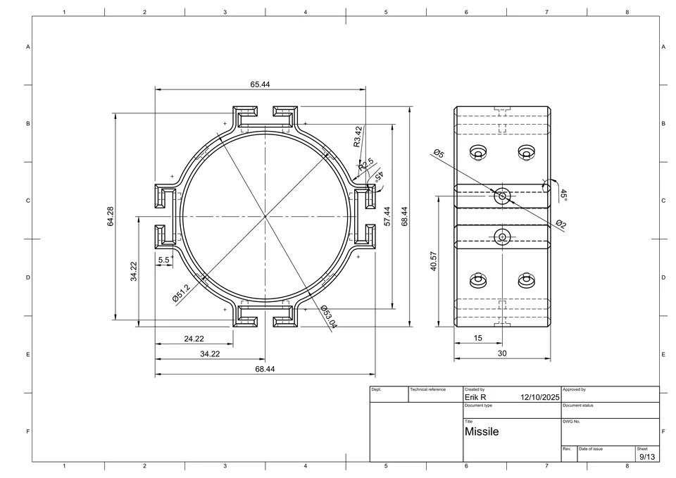 Missile drawing sheet 9 of 13.