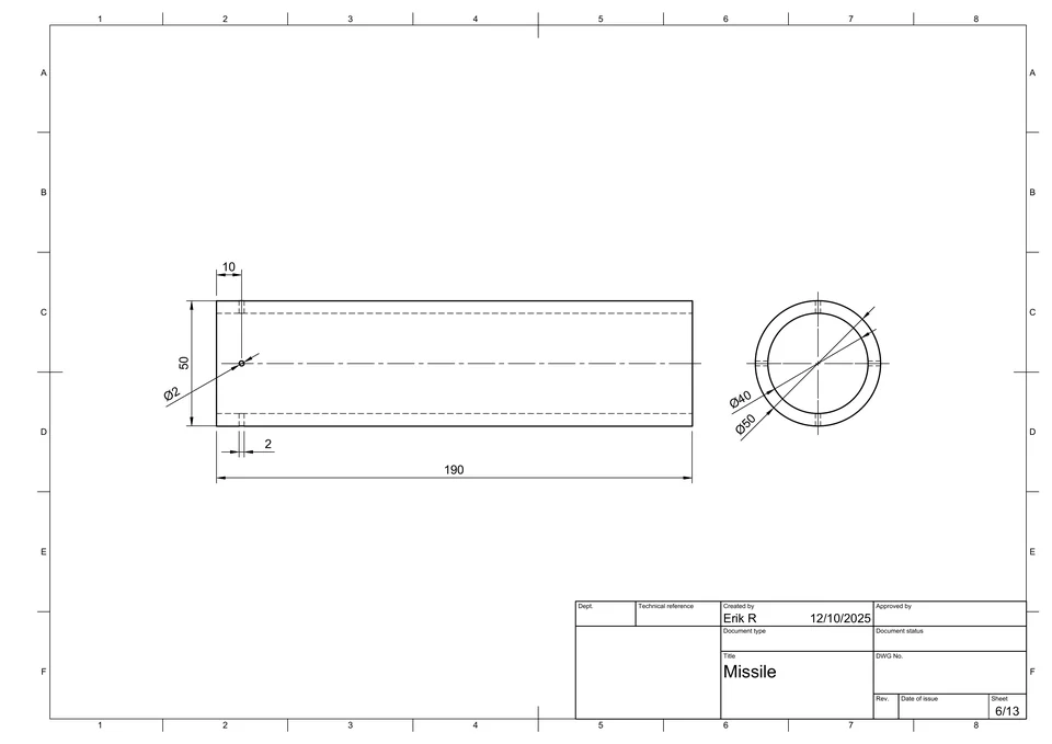 Missile drawing sheet 6 of 13.