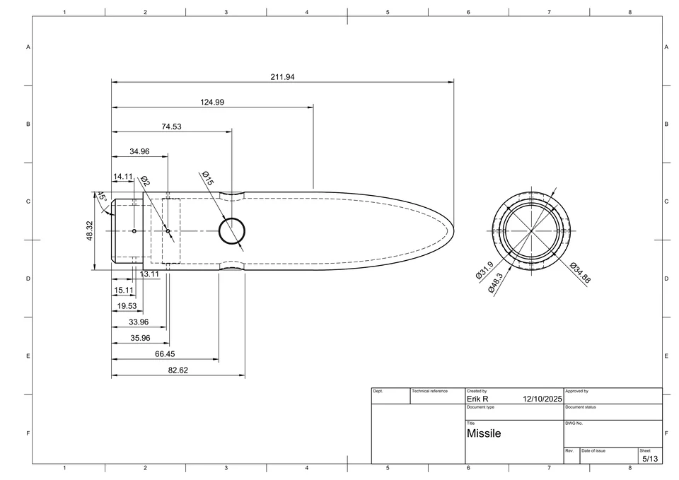 Missile drawing sheet 5 of 13.