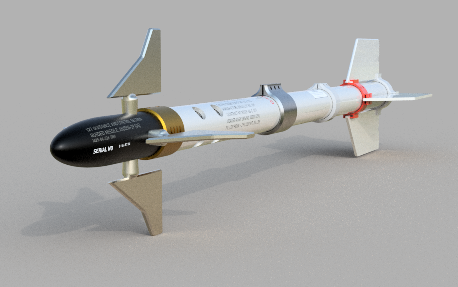 Rendered AIM-9 Sidewinder-inspired CAD model.