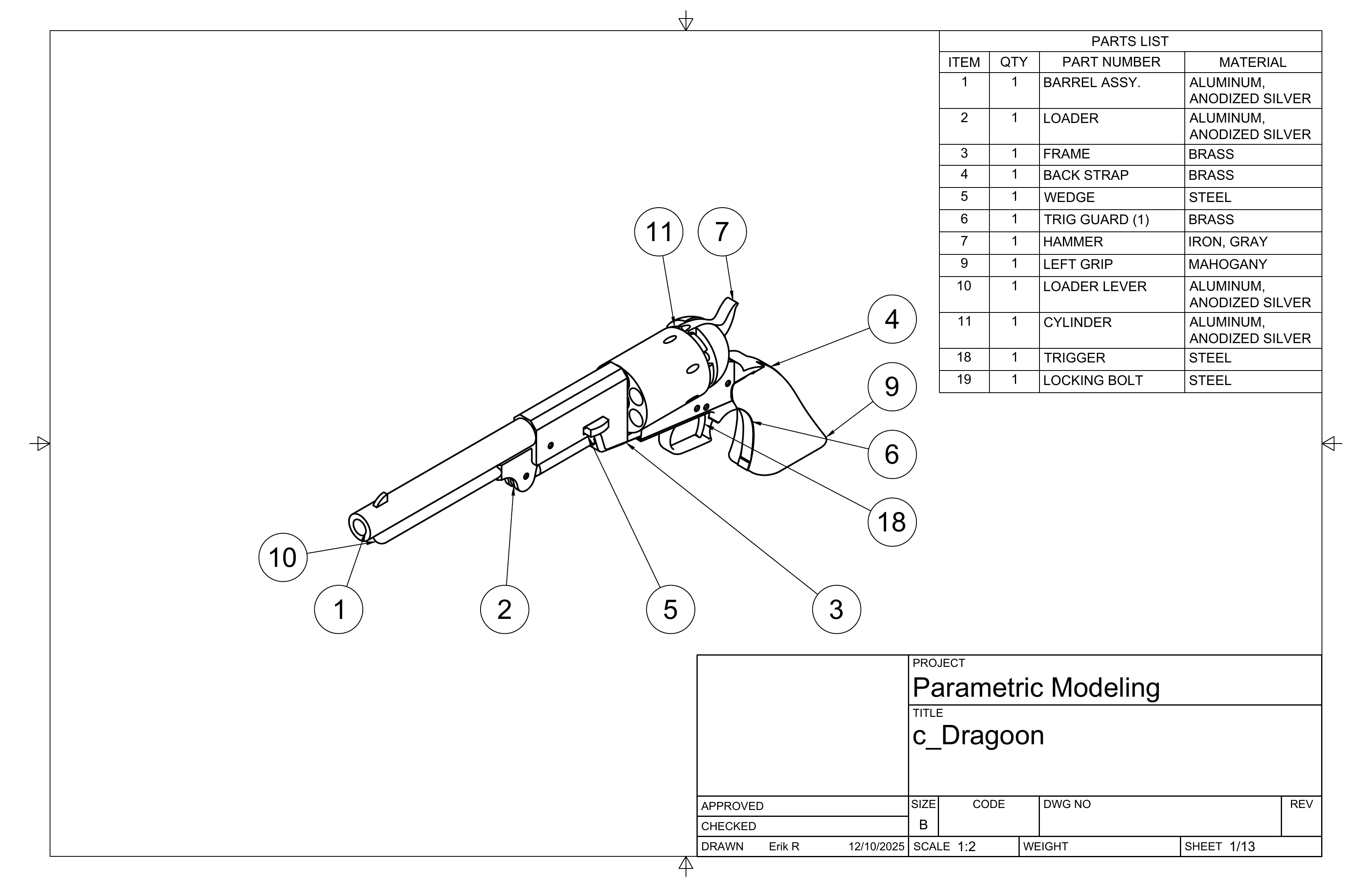 Colt Walker drawing sheet 1 of 13.